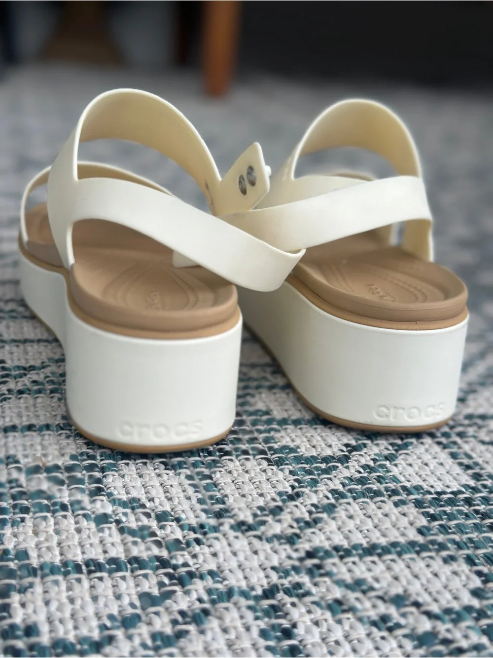 CROCS Women's Brooklyn Low Wedge Sandals chalk tan